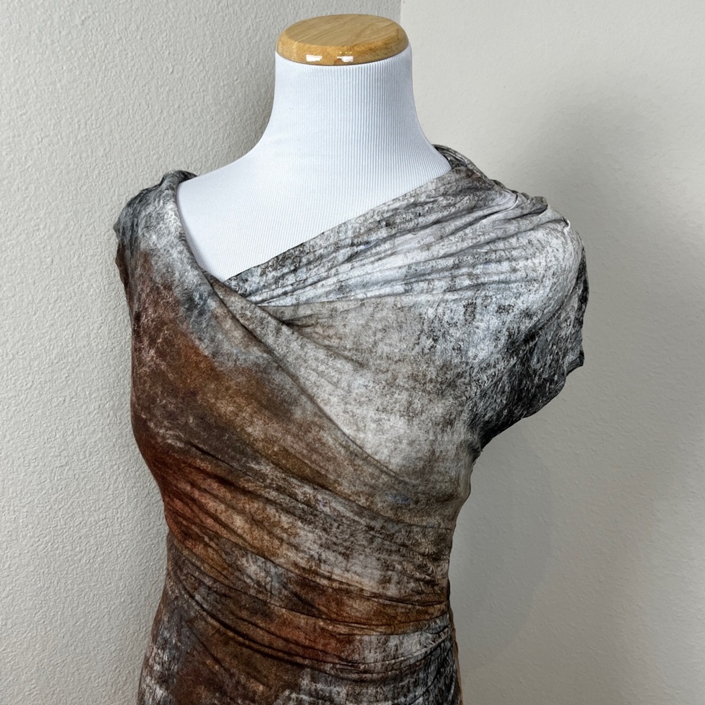 HELMUT LANG x INTERMIX Gray Marble Asymmetrical Jersey Bodycon Dress SMALL Party - Picture 3 of 9